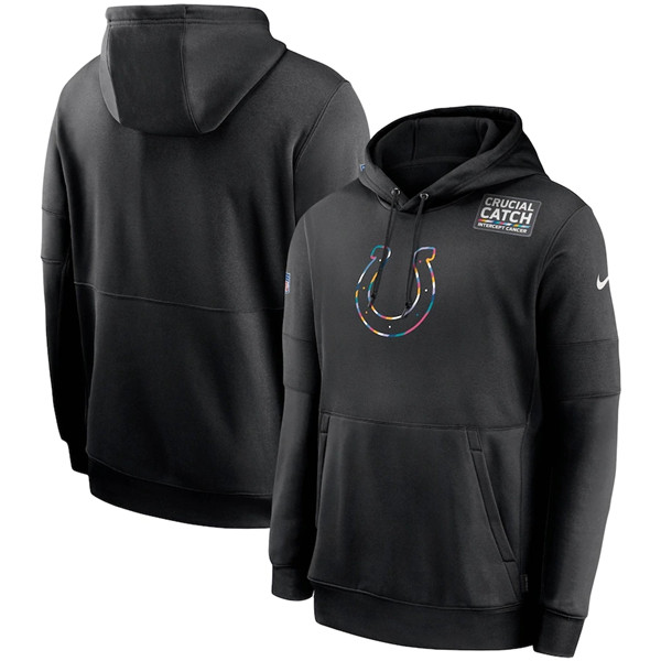 Men's Indianapolis Colts Black NFL 2020 Crucial Catch Sideline Performance Pullover Hoodie